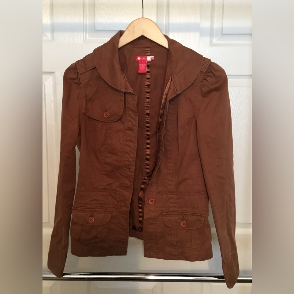 Split 100% Cotton Brown Cargo Jacket | Small | EUC